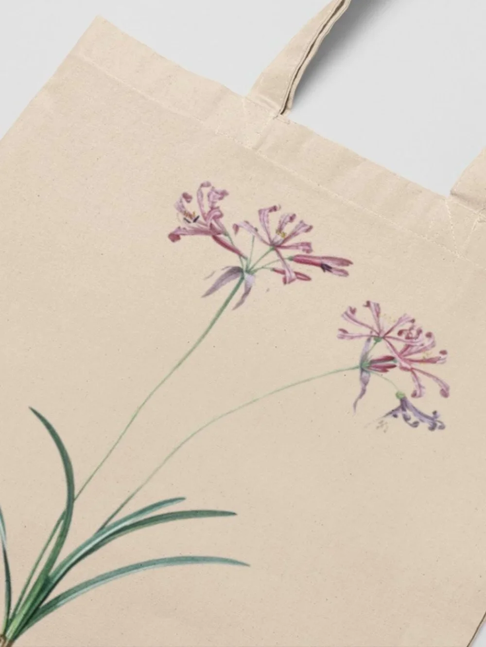 Guernsey Lily Vintage Floral Print Graphic Canvas Tote Bag